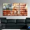 BoxColors LARGE 30"x 60" 3 Panels Art Canvas Print American USA Flag Glory Wonders Statue Of Liberty Wall Decor Home Interior ( Framed 1.5" Depth )