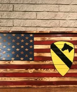 The American Store Concealment Flags Rustic American Flag Wood / American Flag Decor /mantle Decor / Patriotic Decor / Wood American Flag / Military Gift / 1st Calvary Division