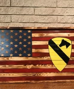 The American Store Concealment Flags Rustic American Flag Wood / American Flag Decor /mantle Decor / Patriotic Decor / Wood American Flag / Military Gift / 1st Calvary Division