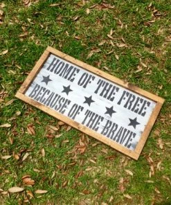 CoastalTactics Wall Decor & Art Home Of The Free Because Of The Brave / Home Of The Free Because Of The Brave Sign / Home Of The Brave On Wood / Patriotic Decor / Patriotic