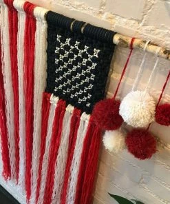 The American Store Macrame Wall Hanging,patriotic Decor,flags,American Flag,flag Decor,patriotic Art,fourth Of July Decor,fiber Art,army,navy,marines