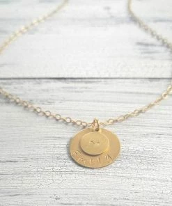 Onlineamericanstore Custom Name Accessories Custom Name Necklace, Nameplate Necklace, Personalized Necklace, Engraved Name, Monogram Necklace, Stamped Letter, Customized Gold Necklace