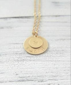 Onlineamericanstore Custom Name Accessories Custom Name Necklace, Nameplate Necklace, Personalized Necklace, Engraved Name, Monogram Necklace, Stamped Letter, Customized Gold Necklace