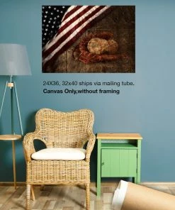 DreamteesUS American Flag Map Canvas Art. Retro Rustic Style Art USA Map. American Flag Wall Decor. Wall Decor & Art