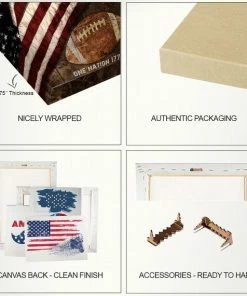 DreamteesUS American Flag Map Canvas Art. Retro Rustic Style Art USA Map. American Flag Wall Decor. Wall Decor & Art