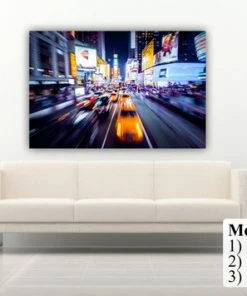 BSPrint New York Time Square At The Night. Сars In Movement Motion Blur. Wall Art Decor Canvas Print. Many Sizes Available. Included Framed 1" Depth