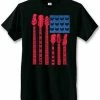 QLDesignBoutique 4th Of July Guitar Tee July 4th Shirt Patriotic Shirt American Flag Clothing Red White & Blue Tee Men American Flag Shirt Americana Stars Mens Clothing