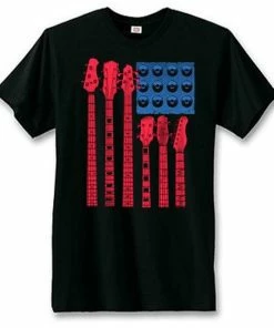 QLDesignBoutique 4th Of July Guitar Tee July 4th Shirt Patriotic Shirt American Flag Clothing Red White & Blue Tee Men American Flag Shirt Americana Stars Mens Clothing