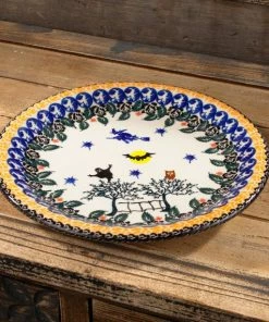 UnoAllaVolta Polish Pottery Dinner Plate | Halloween Motif | Handmade In Poland