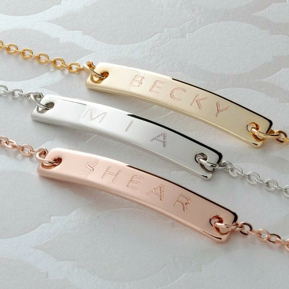 Onlineamericanstore Engraved Name Bar Bracelets, Personalized Bar Bracelet, Bracelet With Name, Monogram Initial Bracelet, Personalized Wedding Gifts 3 Onlineamericanstore Engraved Name Bar Bracelets, Personalized Bar Bracelet, Bracelet With Name, Monogram Initial Bracelet, Personalized Wedding Gifts