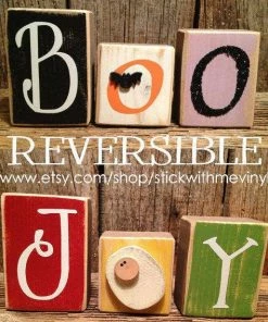 Onlineamericanstore Jingle Bell Blocks, Christmas Blocks, Reversible Blocks, Christmas Decor, Holiday Decor, Wood Blocks, Christmas Decoration, Holiday Blocks