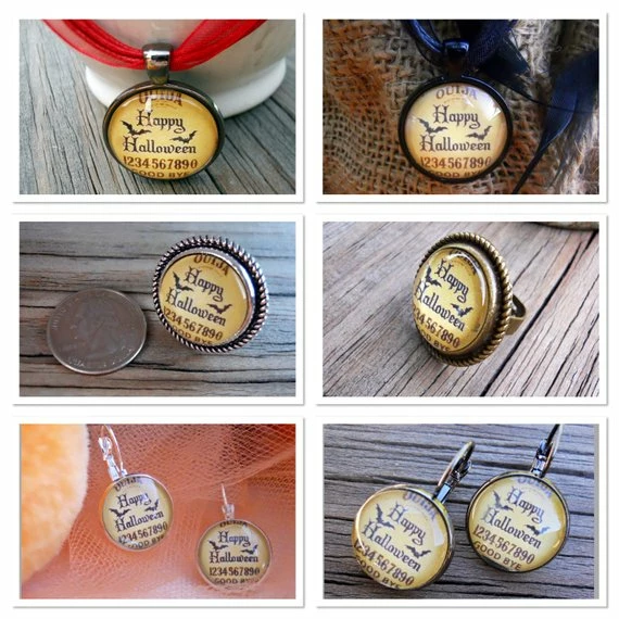 The American Store Happy Halloween Ring Adjustable Glass Dome In Vintage Style Bezel In Choice Of Color, Halloween Ring, Halloween Jewelry, Wiccan Ring 11 The American Store Happy Halloween Ring Adjustable Glass Dome In Vintage Style Bezel In Choice Of Color, Halloween Ring, Halloween Jewelry, Wiccan Ring