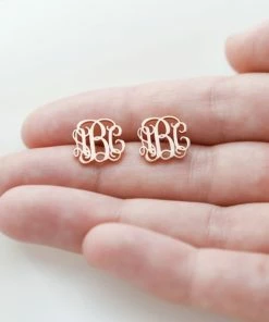 Onlineamericanstore Dainty Monogram Earrings • Minimalist Earrings • Monogram Stud • Custom Name Silver Earrings • Gift For Her • BridesMaids Gifts • CH06