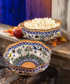 UnoAllaVolta Polish Pottery Serving Bowl | Halloween Motif | Handmade In Poland