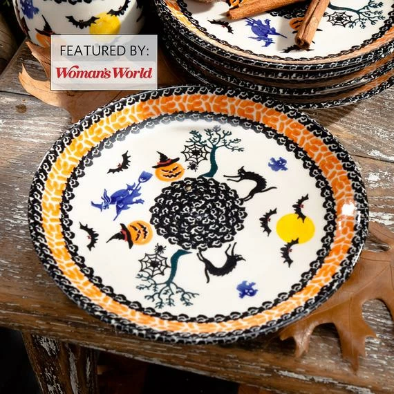UnoAllaVolta Polish Pottery Dessert Plate | Halloween Motif | Handmade In Poland Halloween Gift Collection 3 UnoAllaVolta Polish Pottery Dessert Plate | Halloween Motif | Handmade In Poland Halloween Gift Collection