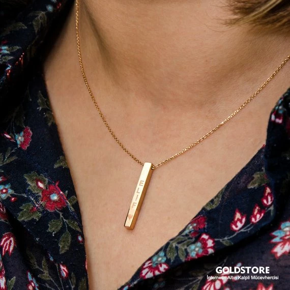 Onlineamericanstore Custom Name Accessories 14k Solid Gold Custom Name Vertical Bar Necklace, Elegant Personalized Four Sided Name Bar Necklace Is A Great Gift For Her. Christmas Gift 10 Onlineamericanstore Custom Name Accessories 14k Solid Gold Custom Name Vertical Bar Necklace, Elegant Personalized Four Sided Name Bar Necklace Is A Great Gift For Her. Christmas Gift