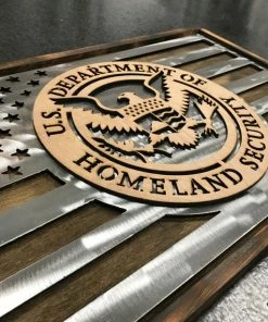 The American Store Concealment Flags US Department Of Homeland Security Metal And Wood Flag