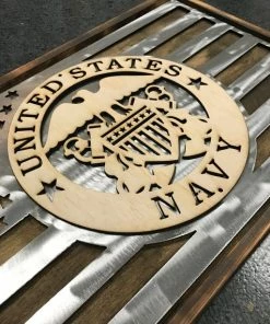 ZUGMONSTER US NAVY Metal And Wood Flag Wall Decor & Art