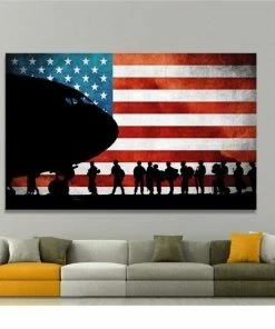WorldCanvasDesign US Flag Wall Art, US Flag Canvas, USA Poster, American Flag Print, America Wall Decor, American Flag Canvas Premium Quality, 5 Panel Canvas Wall Decor & Art