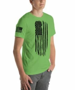 EraTees Distressed US Flag / Military / Cotton Short-Sleeve Unisex T-Shirt Mens Clothing