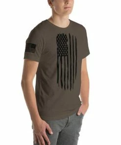EraTees Distressed US Flag / Military / Cotton Short-Sleeve Unisex T-Shirt Mens Clothing