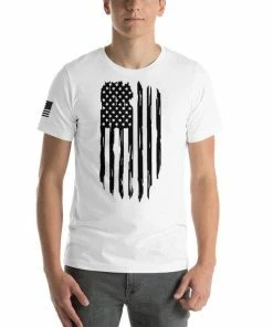 EraTees Distressed US Flag / Military / Cotton Short-Sleeve Unisex T-Shirt Mens Clothing