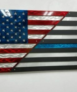 The American Store Aluminum American Flag, Thin Blue Line Flag, American Patriot, Patriotic Wall Decor, Police Tribute, Made In America, Handmade