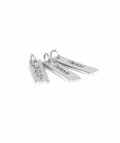Onlineamericanstore Custom Name Accessories Personalized Name Bar Pendant - Hand Stamped Name Bar - Custom Name Charm - Necklace/Keychain Add On - Kid's Names - Silver Bar [Charm Only]