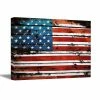 DreamteesUS USA Flag Canvas Art. Retro Rustic Style Art. American Flag Wall Art. USA Wall Decor.