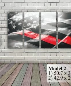 BSPrint American Flag Art Canvas Print. Thin Red Line. Stars And Stripes. USA Flag Canvas. Patriotic Wall Art Decor. Included Framed 1