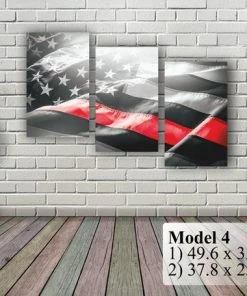 BSPrint American Flag Art Canvas Print. Thin Red Line. Stars And Stripes. USA Flag Canvas. Patriotic Wall Art Decor. Included Framed 1