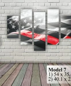 BSPrint American Flag Art Canvas Print. Thin Red Line. Stars And Stripes. USA Flag Canvas. Patriotic Wall Art Decor. Included Framed 1