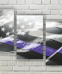 BSPrint American Flag Art Canvas Print. Thin Blue Line. Stars And Stripes. USA Flag Canvas. Patriotic Wall Art Decor. Included Framed 1" Depth