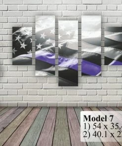 BSPrint American Flag Art Canvas Print. Thin Blue Line. Stars And Stripes. USA Flag Canvas. Patriotic Wall Art Decor. Included Framed 1