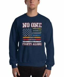 BoldNewRepublic Mens Clothing No One Fights Alone Flag Sweatshirt