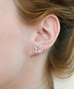 Onlineamericanstore Dainty Monogram Earrings • Minimalist Earrings • Monogram Stud • Custom Name Silver Earrings • Gift For Her • BridesMaids Gifts • CH06