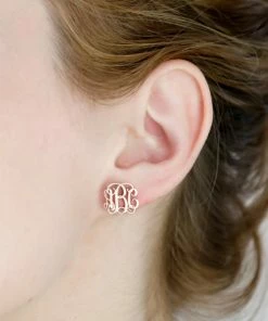 Onlineamericanstore Dainty Monogram Earrings • Minimalist Earrings • Monogram Stud • Custom Name Silver Earrings • Gift For Her • BridesMaids Gifts • CH06