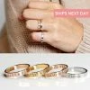 Onlineamericanstore Stacking Ring Engraved Ring Personalized Ring For Women Gold Plated Ring For Women Custom Name Ring Coordinate Rings - R4