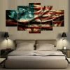 EhabCanvas Retro American Flag Canvas Home Decor, USA Flag Wall Art Poster, Patriot Abstract Printing Decoration, 5 Panels Canvas Prints Handmade Gift