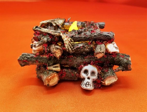 OldRaven Real Log Witch Fire, Halloween Prop, Miniature Log Fire, Halloween Decorative Fire, Tea Light, Flickering Log Flame, Creepy Display Decor 5 OldRaven Real Log Witch Fire, Halloween Prop, Miniature Log Fire, Halloween Decorative Fire, Tea Light, Flickering Log Flame, Creepy Display Decor
