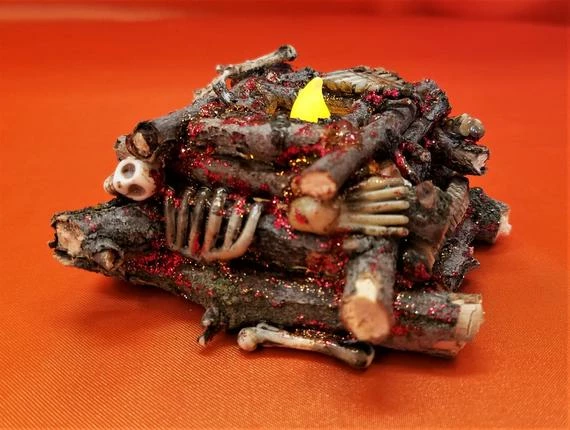 OldRaven Real Log Witch Fire, Halloween Prop, Miniature Log Fire, Halloween Decorative Fire, Tea Light, Flickering Log Flame, Creepy Display Decor 6 OldRaven Real Log Witch Fire, Halloween Prop, Miniature Log Fire, Halloween Decorative Fire, Tea Light, Flickering Log Flame, Creepy Display Decor