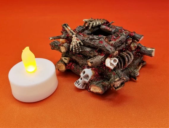 OldRaven Real Log Witch Fire, Halloween Prop, Miniature Log Fire, Halloween Decorative Fire, Tea Light, Flickering Log Flame, Creepy Display Decor 8 OldRaven Real Log Witch Fire, Halloween Prop, Miniature Log Fire, Halloween Decorative Fire, Tea Light, Flickering Log Flame, Creepy Display Decor