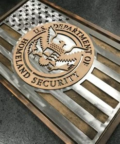 The American Store Concealment Flags US Department Of Homeland Security Metal And Wood Flag