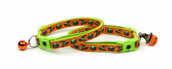 Online American Store Halloween Cat Collar -Witches Brew On Orange And Green - Kitten Or Large Size - Halloween Cat Collar Halloween Pets Accessories 8 Online American Store Halloween Cat Collar -Witches Brew On Orange And Green - Kitten Or Large Size - Halloween Cat Collar Halloween Pets Accessories
