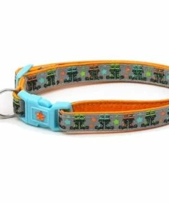 Pugs2Persians Halloween Pets Accessories Halloween Cat Collar -Witchy Boots On Grey - Kitten Or Large Size - Halloween Cat Collar