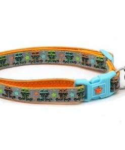 Pugs2Persians Halloween Pets Accessories Halloween Cat Collar -Witchy Boots On Grey - Kitten Or Large Size - Halloween Cat Collar