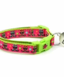 Pugs2Persians Halloween Cat Collar -Witchy Boots On Pink - Kitten Or Large Size - Halloween Cat Collar