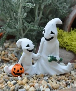 Onlineamericanstore Halloween Ghosts With Glow In The Dark Torch For Miniature Garden, Fairy Garden Halloween Gift Collection
