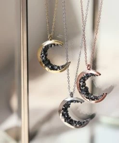 GeoMinimalist Celestial Jewelry Gold Crescent Moon Necklace Halloween Jewelry Statement Jewelry Autumn Gift For Women