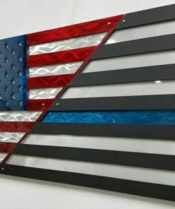 The American Store Aluminum American Flag, Thin Blue Line Flag, American Patriot, Patriotic Wall Decor, Police Tribute, Made In America, Handmade